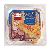 Hormel Gatherings snack tray; honey ham, mild cheddar cheese slices, butter crisp crackers Full-Size Picture